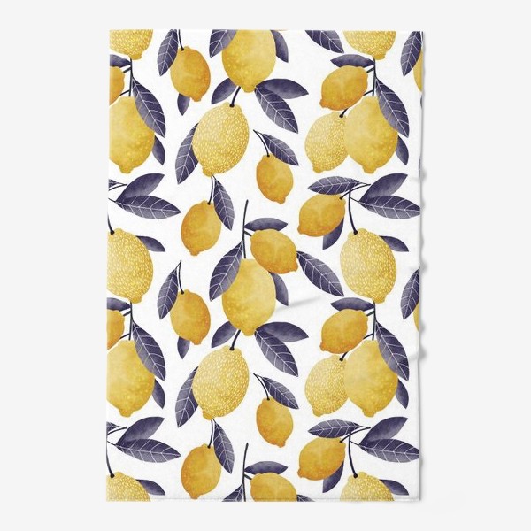 Полотенце &laquo;фон с креативными желтыми лимонами с синими листьями&raquo;