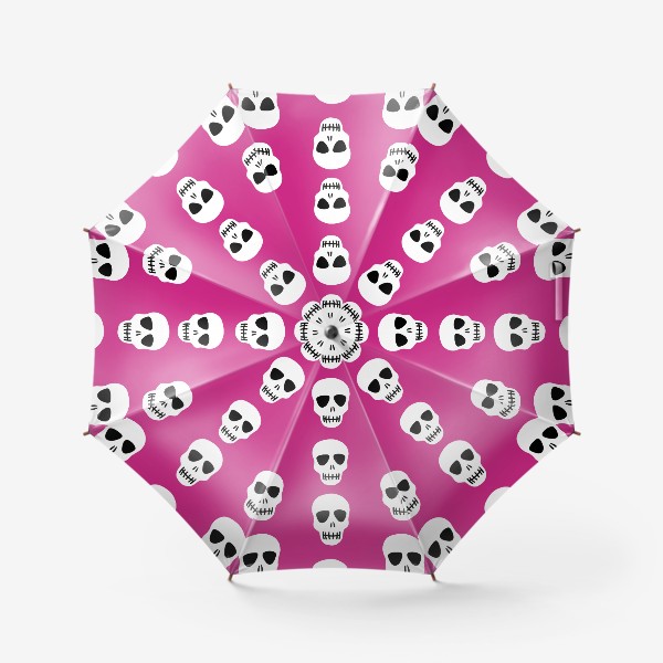 Зонт «Белые черепки на розовом фоне. Гламурная готка»
