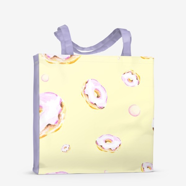 Сумка-шоппер «Пончики на желтом (бесшовный паттерн)»