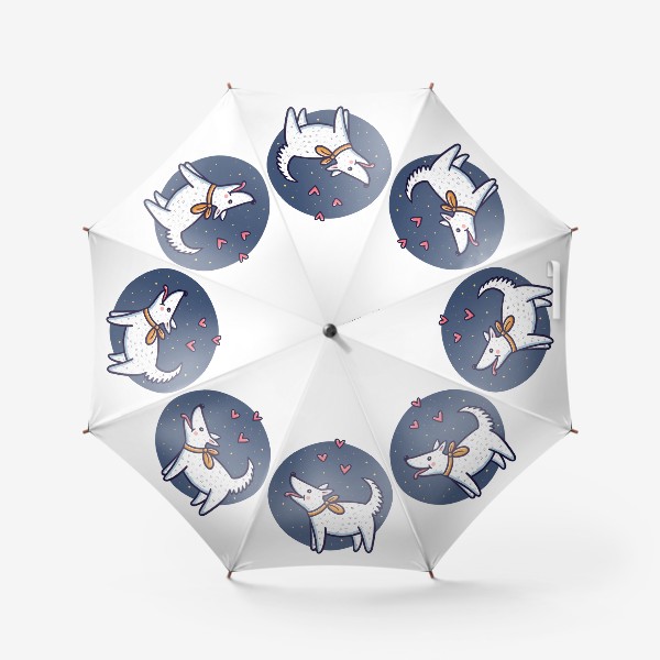 Зонт «Белая собака с сердечками (на белом фоне)»