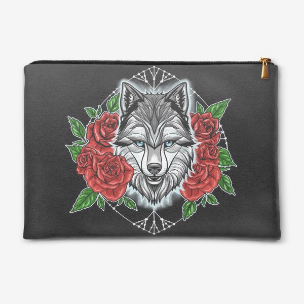 Косметичка «Волк в красных розах»