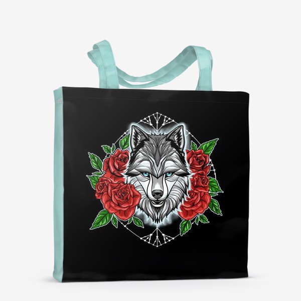 Сумка-шоппер «Волк в красных розах»