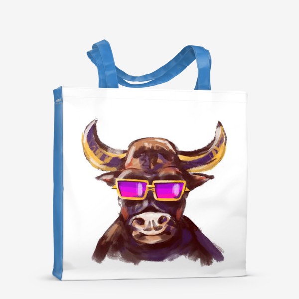 Сумка-шоппер «Модный бык в очках»