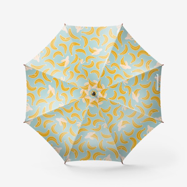 Зонт «Летний ретро бесшовный паттерн со сладкими бананами. Вкусный орнамент с тропическим фруктом в ретро цветовой гамме»
