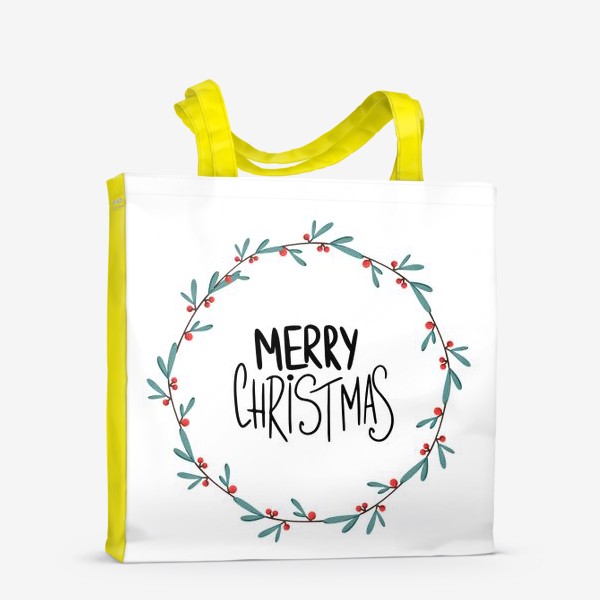 Сумка-шоппер «Милый леттеринг с надписью Счастливого Рождества и Нового года к праздику»