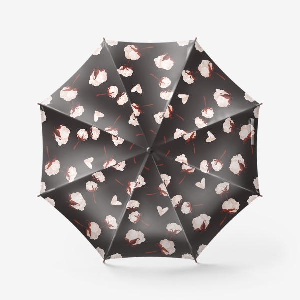 Зонт «Уютный милый паттерн на темном хлопок веточка и сердце»