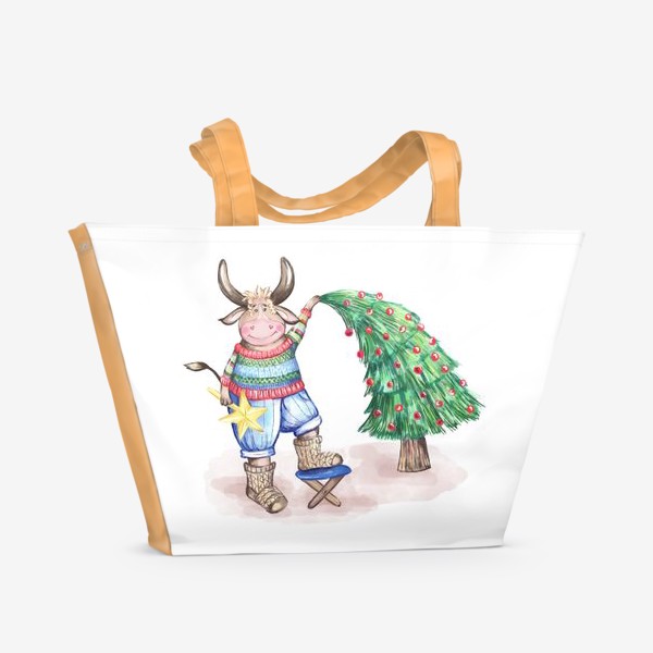 Пляжная сумка «Милый бык. Символ 2021 года»