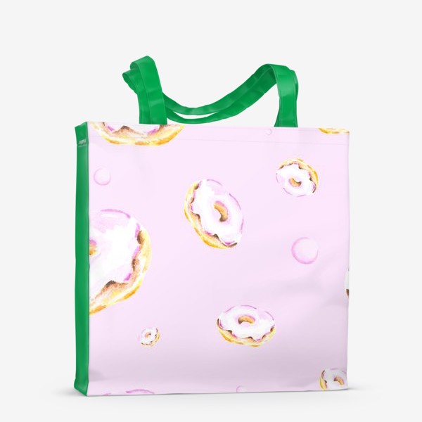 Сумка-шоппер «Пончики на розовом (бесшовный паттерн)»