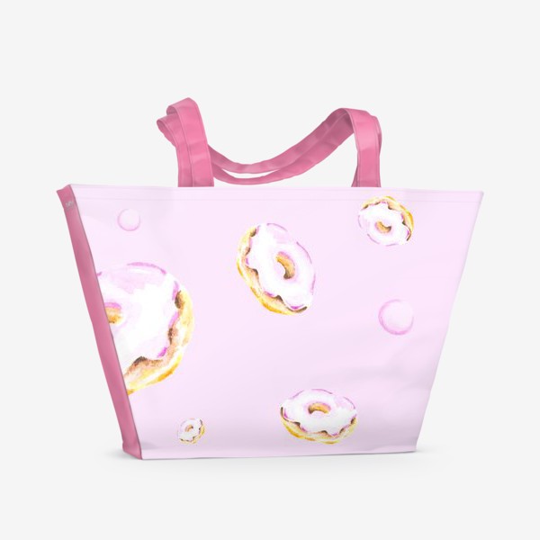 Пляжная сумка &laquo;Пончики на розовом (бесшовный паттерн)&raquo;