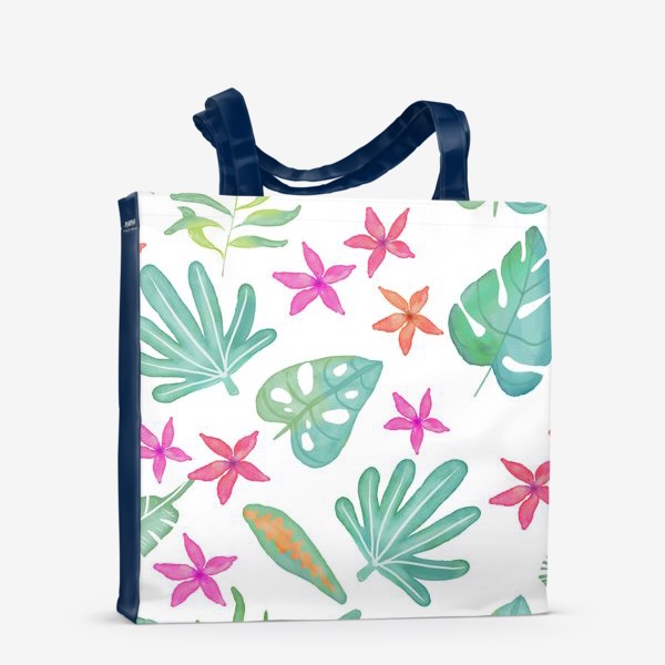 Сумка-шоппер «Тропический паттерн из цветов и листьев»