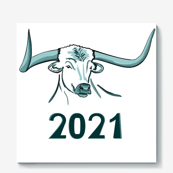 Холст «Бык символ нового 2021 года»