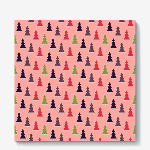 Холст &laquo;Треугольные разноцветные новогодние елки&raquo;