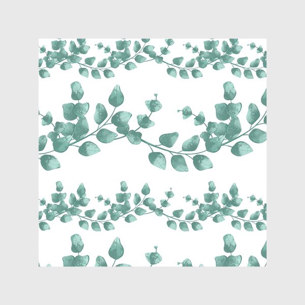 Скатерть «Нежно зеленые мятные веточки эвкалипта паттерн на белом»