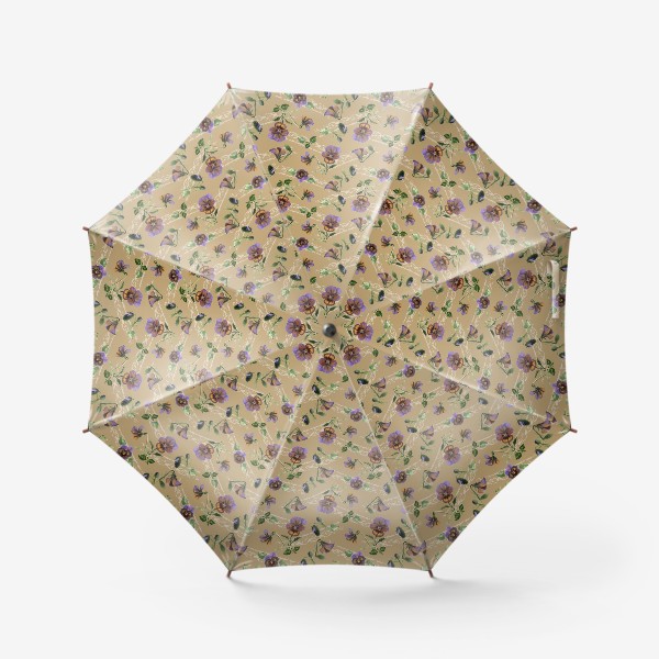 Зонт «Паттерн фиалки и кружева на бежевом»