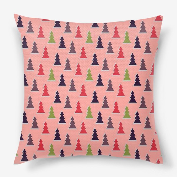 Подушка &laquo;Треугольные разноцветные новогодние елки&raquo;