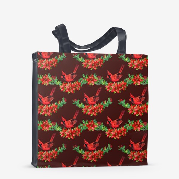 Сумка-шоппер «пуансеттия птица рождество»