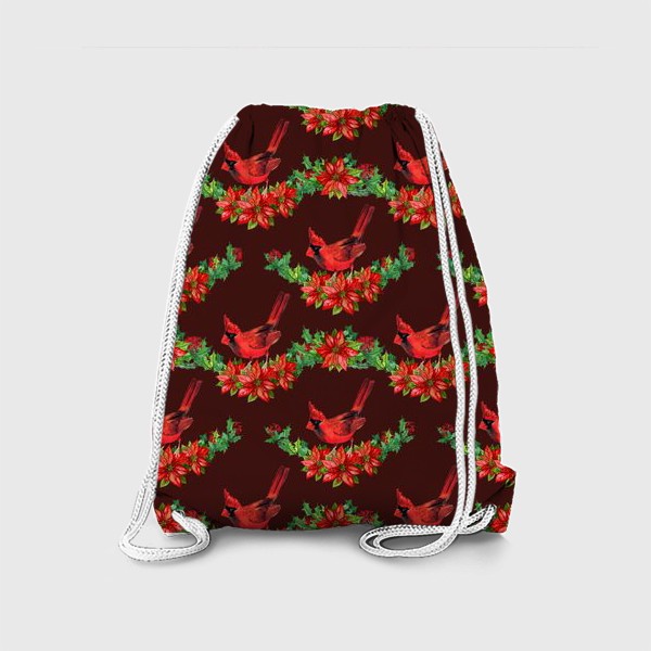 Рюкзак «пуансеттия птица рождество»