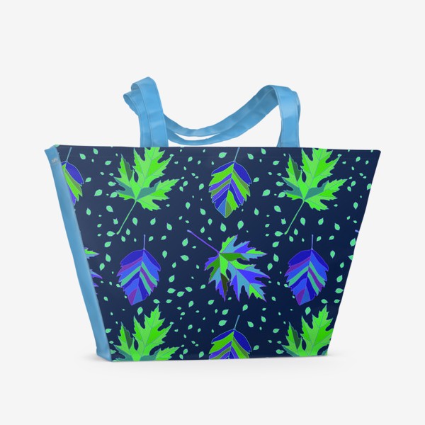 Пляжная сумка «Бесшовный фон с осенними лесными листьями.»