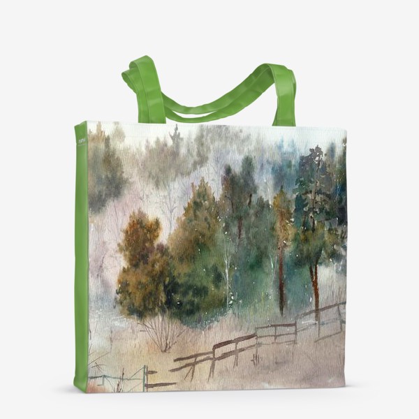 Сумка-шоппер «Акварельный пейзаж, сосновый лес »