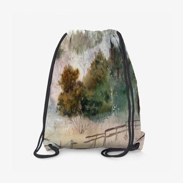 Рюкзак «Акварельный пейзаж, сосновый лес »