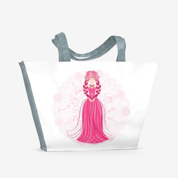 Пляжная сумка «Знак зодиака Дева и цветочная мандала»