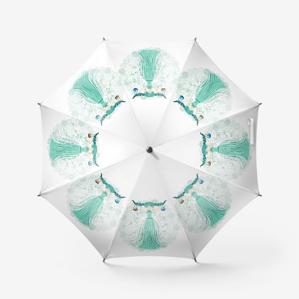 Зонт «Знак зодиака Весы и цветочная мандала»