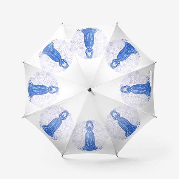Зонт «Знак зодиака Дева и цветочная мандала»