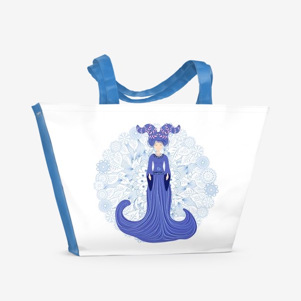 Пляжная сумка «Знак зодиака Козерог и цветочная мандала»