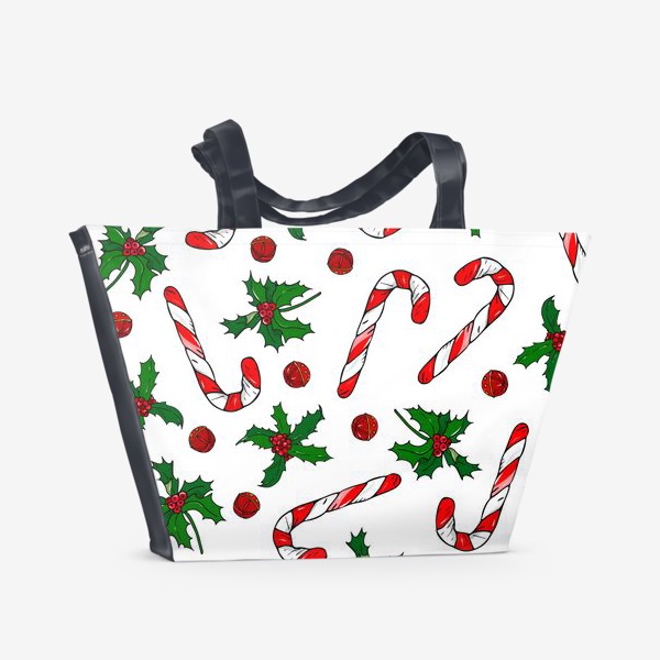 Пляжная сумка «рождество, остролист и конфеты»