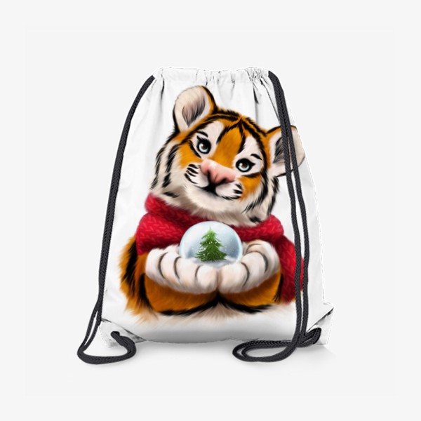 Рюкзак «Новогодний тигр в красном шарфе»