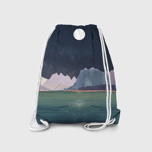 Рюкзак «Звездное небо с луной над горами и океаном »