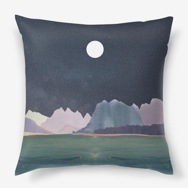 Подушка «Звездное небо с луной над горами и океаном »