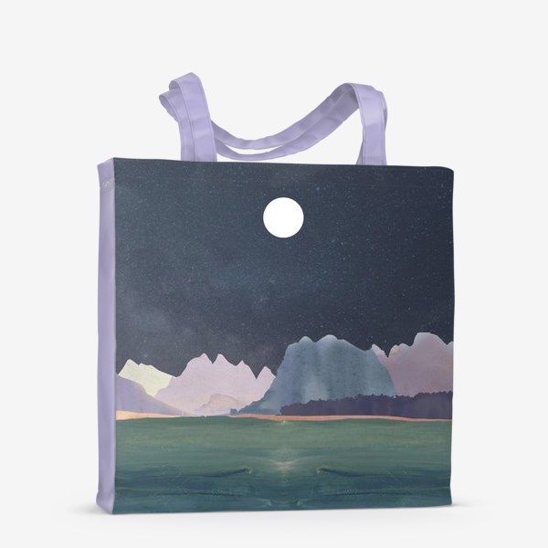 Сумка-шоппер «Звездное небо с луной над горами и океаном »