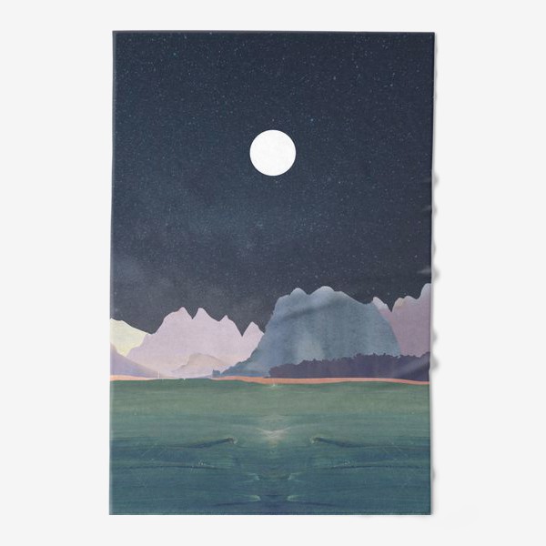 Полотенце «Звездное небо с луной над горами и океаном »