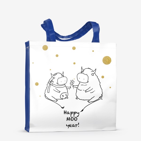 Сумка-шоппер «Happy MOO year! Бычки празднуют Новый год. 2021»