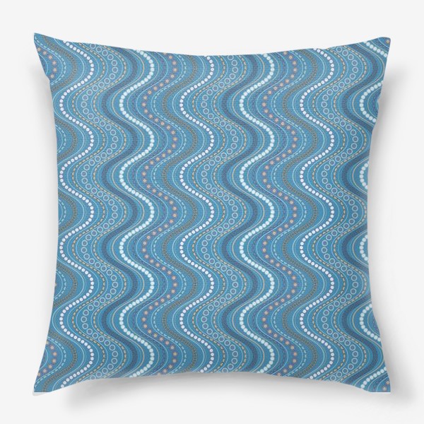 Подушка «Абстрактные волны на синем фоне»