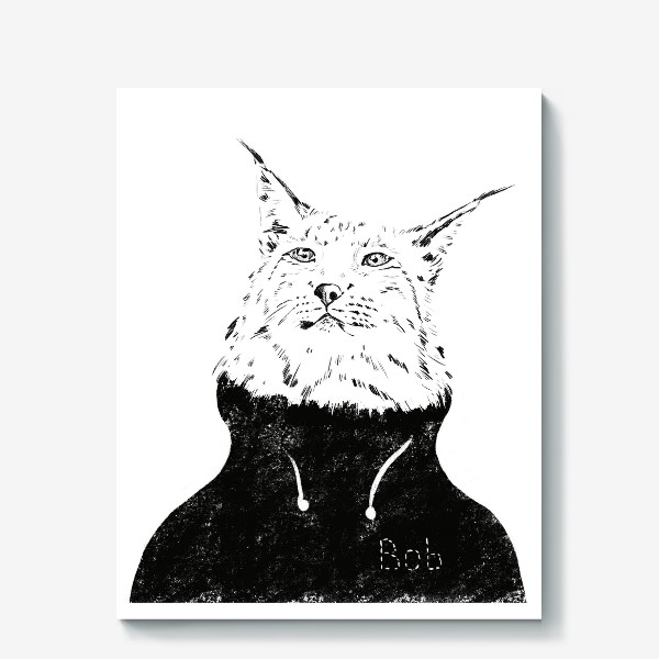 Холст «Дикий кот. Рысь в модной кофте. Bobcat»