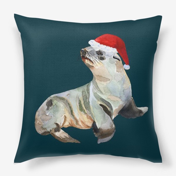 Подушка «Новогодний морской котик»