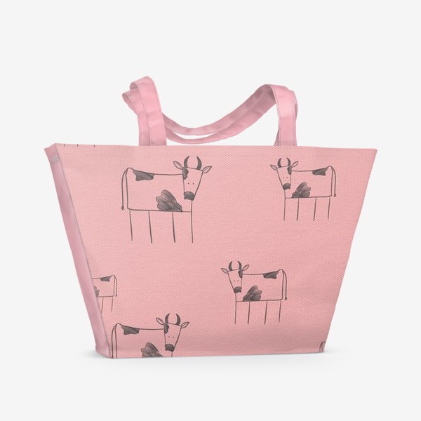 Пляжная сумка «Бык, корова. Паттерн»