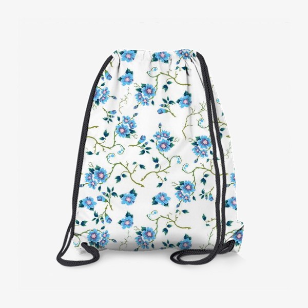 Рюкзак «Паттерн с синими мелкими цветами. »