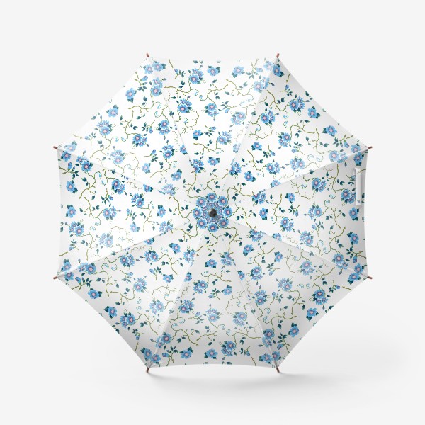 Зонт &laquo;Паттерн с синими мелкими цветами. &raquo;