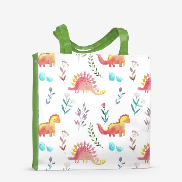 Сумка-шоппер «Динозавры в цветочном саду»