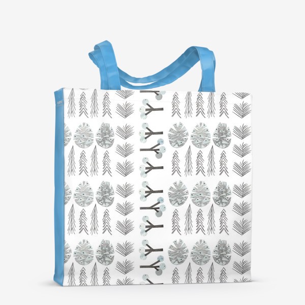Сумка-шоппер «Зимний лесной паттерн 2 (шишки, елки, ветки)»