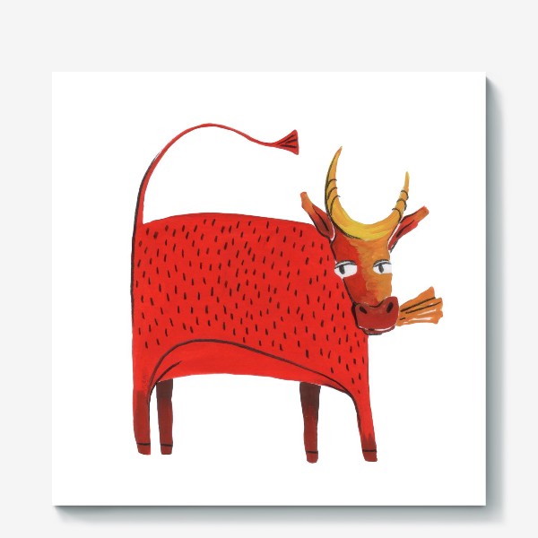 Холст «Красная корова. Символ года.»