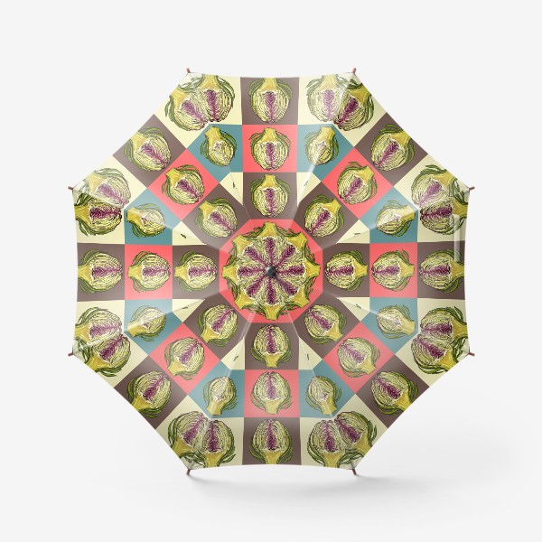Зонт «Артишоки в в стиле Арт в квадратах разного цвета »