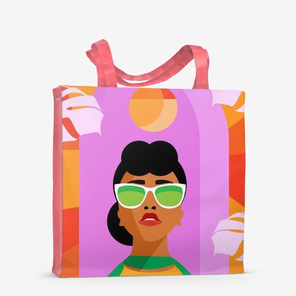Сумка-шоппер «Девушка в очках на ярко-оранжевом фоне»