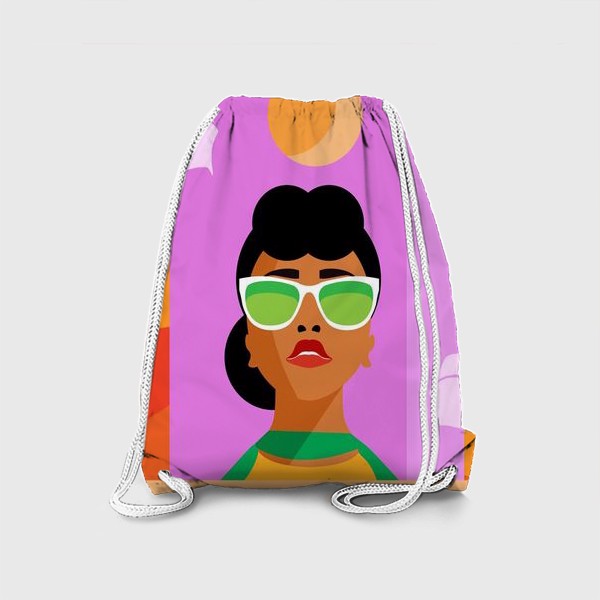 Рюкзак «Девушка в очках на ярко-оранжевом фоне»