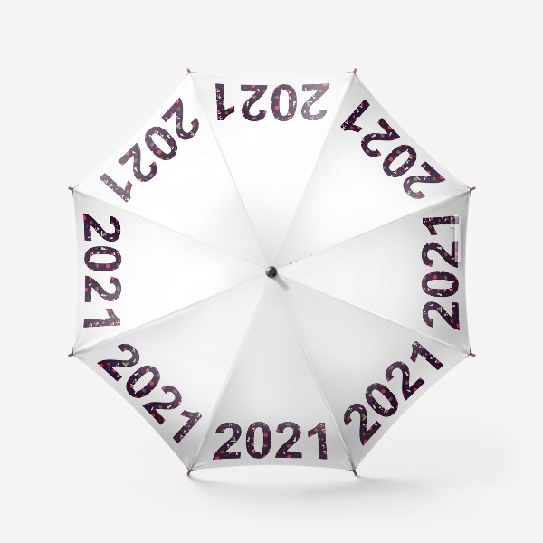 Зонт «Цифры 2021 с символами Нового года. Снеговики, свечки, ёлки, шарики, снежинки. звездочки»