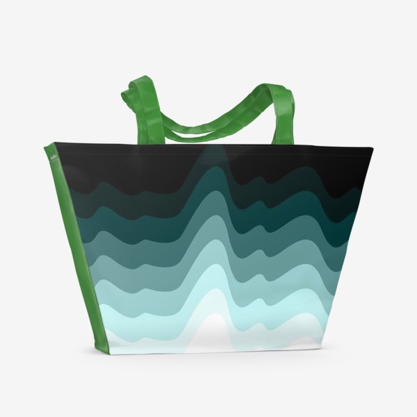 Пляжная сумка «Бирюзовые горы, синусоида, волны,  градиентная раскраска»
