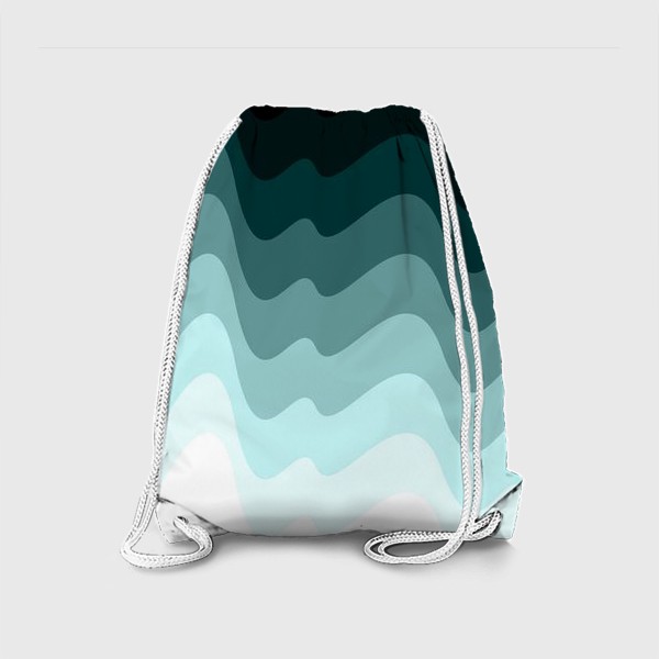 Рюкзак «Бирюзовые горы, синусоида, волны,  градиентная раскраска»
